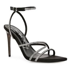 London Rag Dare Me Women's Embellished Stiletto Sandals Black Diamond Size 7